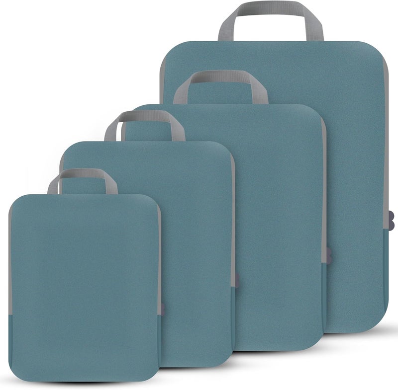 PANDA JOYS 4 Set Compression Packing Cubes Travel - Travel Accessories Expandable Packing Organizers for Carry On - Essentials Luggage Bags - Dark Blue - Image 1